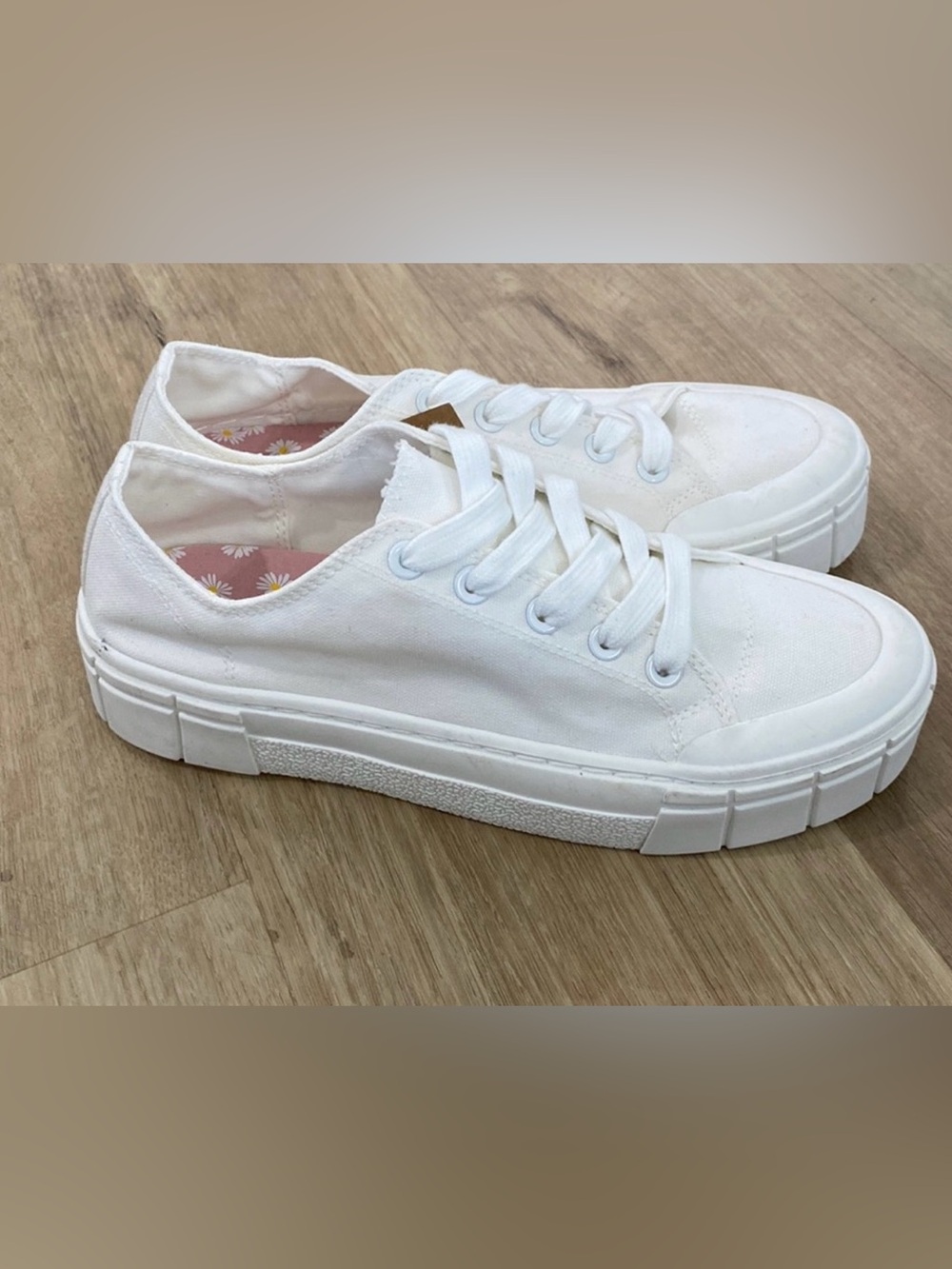 Mad love White Platform Canvas Sneakers - Women's Lace-Up
